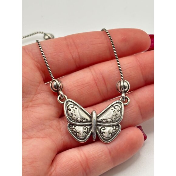 Brighton Retired Mariposa Butterfly Necklace Silver-Tone - Picture 6 of 6